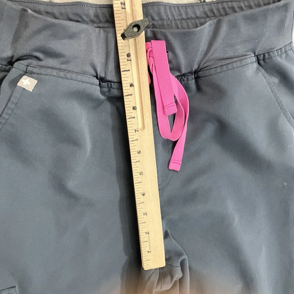 FIGS Yola High Rise Jogger Scrub Pants Gray Pink Drawstring Womens Medium